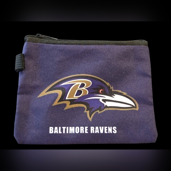 charmed by slg Handbags - Baltimore Ravens Zip Pouch | Small Wallet Bag Charm (5.5" x 4")